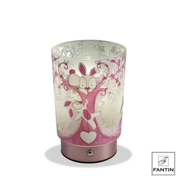 LAMPADA VOLPI E CERBIATTI ROSA RICARICA USB CM. Ø10 H15,5 Fantin