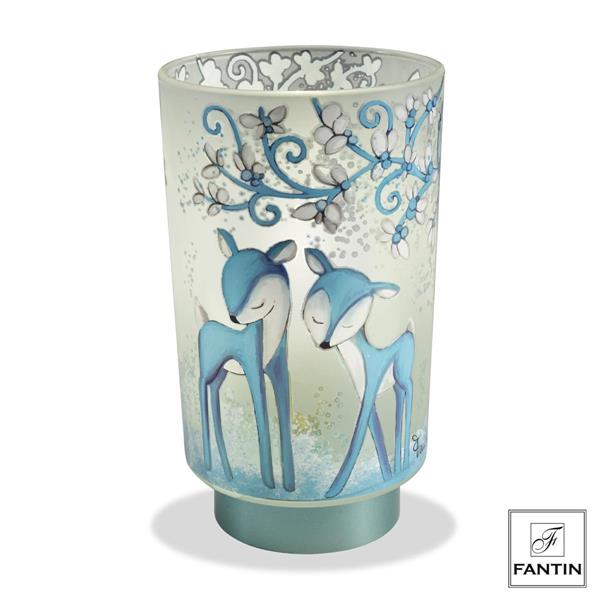 LAMPADA VOLPI E CERBIATTI AZZURRA RICARICA USB CM. Ø12 H20,5 Fantin
