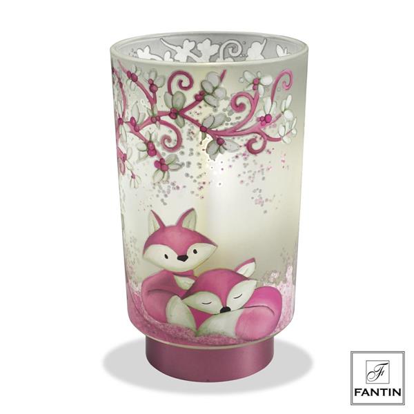 LAMPADA VOLPI E CERBIATTI ROSA RICARICA USB CM. Ø12 H20,5 Fantin