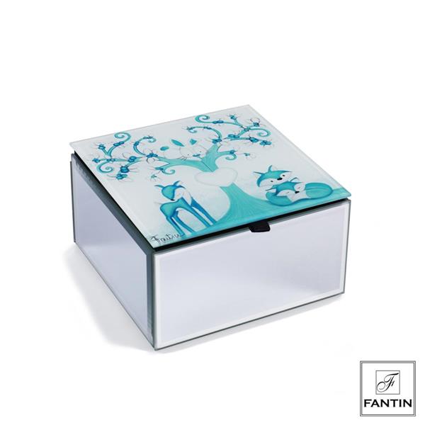 COFANETTO VOLPI E CERBIATTI AZZURRO CM. 12X12XH7 Fantin