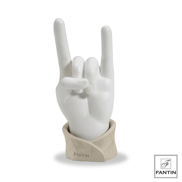 MANO PORTA ANELLI BIANCO OPACO BASE TORTORA CM. 6XH15 Fantin