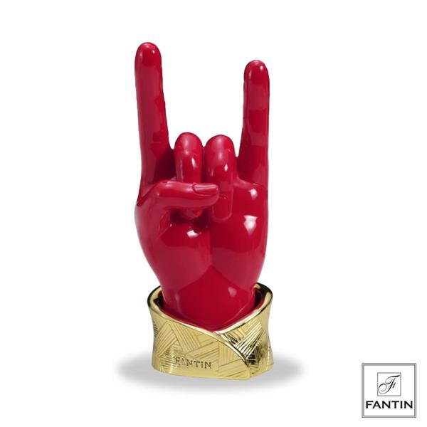 MANO PORTA ANELLI ROSSO LUCIDO BASE ORO CM. 6XH15 Fantin