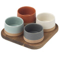 Evviva Set 4 ciotoline Ø 9,5 x 5,5 cm c/vassoio in legno 22 x 22 cm