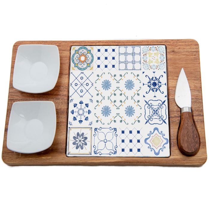 Evviva Set formaggio c/2 ciotole e coltello – maiolica