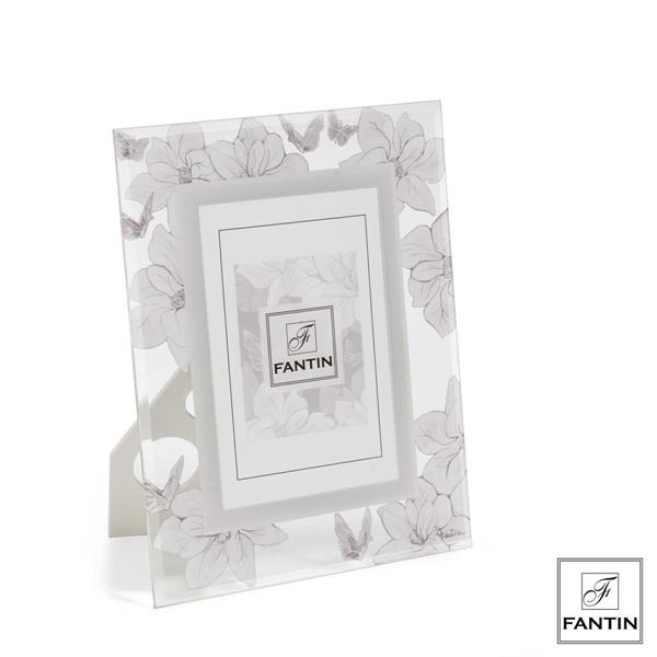 P.FOTO VETRO 10X15 FIORI E FARFALLE R.BIANCO Fantin
