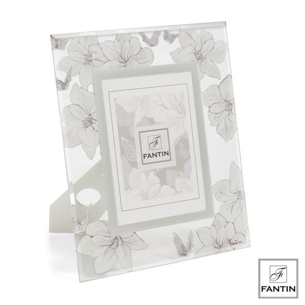 P.FOTO VETRO 13X18 FIORI E FARFALLE R.BIANCO Fantin