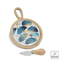 SET TAGLIERE IN CERAMICA C/BASE LEGNO FOGLIE GINKGO CM.15,5X22,3 Fantin