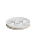 ANTIPASTIERA TRECCIA PORCELLANA BIANCA CSUPPORTO BAMBOO NATURALE BRANDANI
