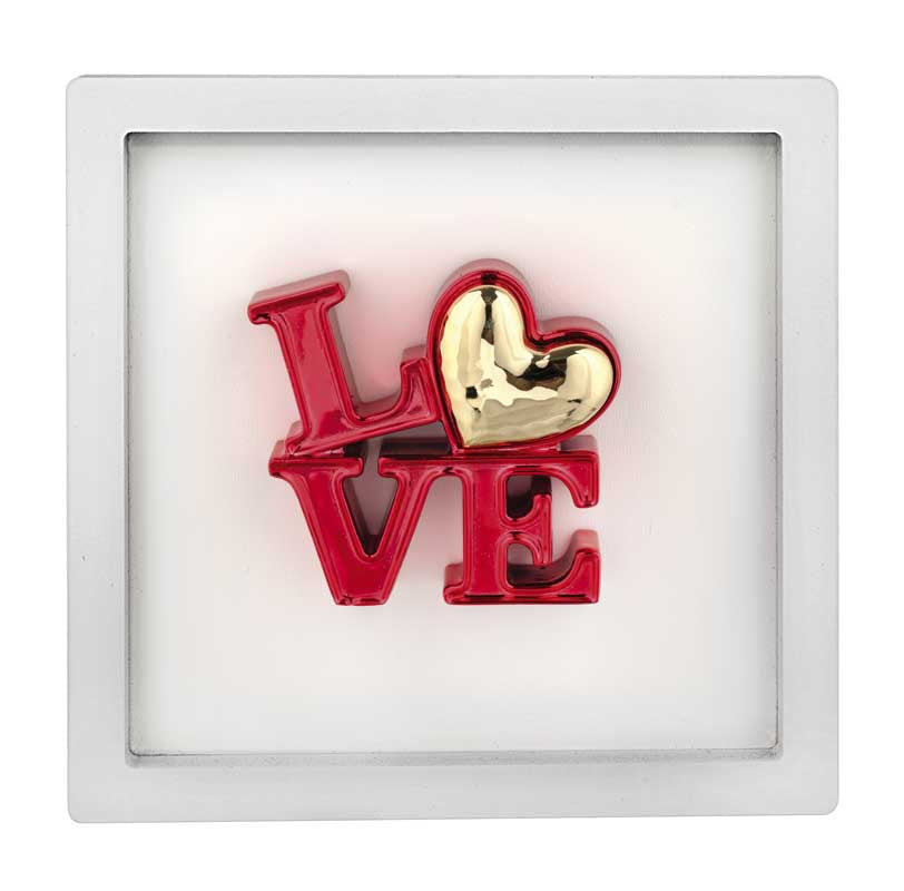Bongelli preziosi Quadretto in legno e scultura in marmorino scritta LOVE cm 16 x 16
