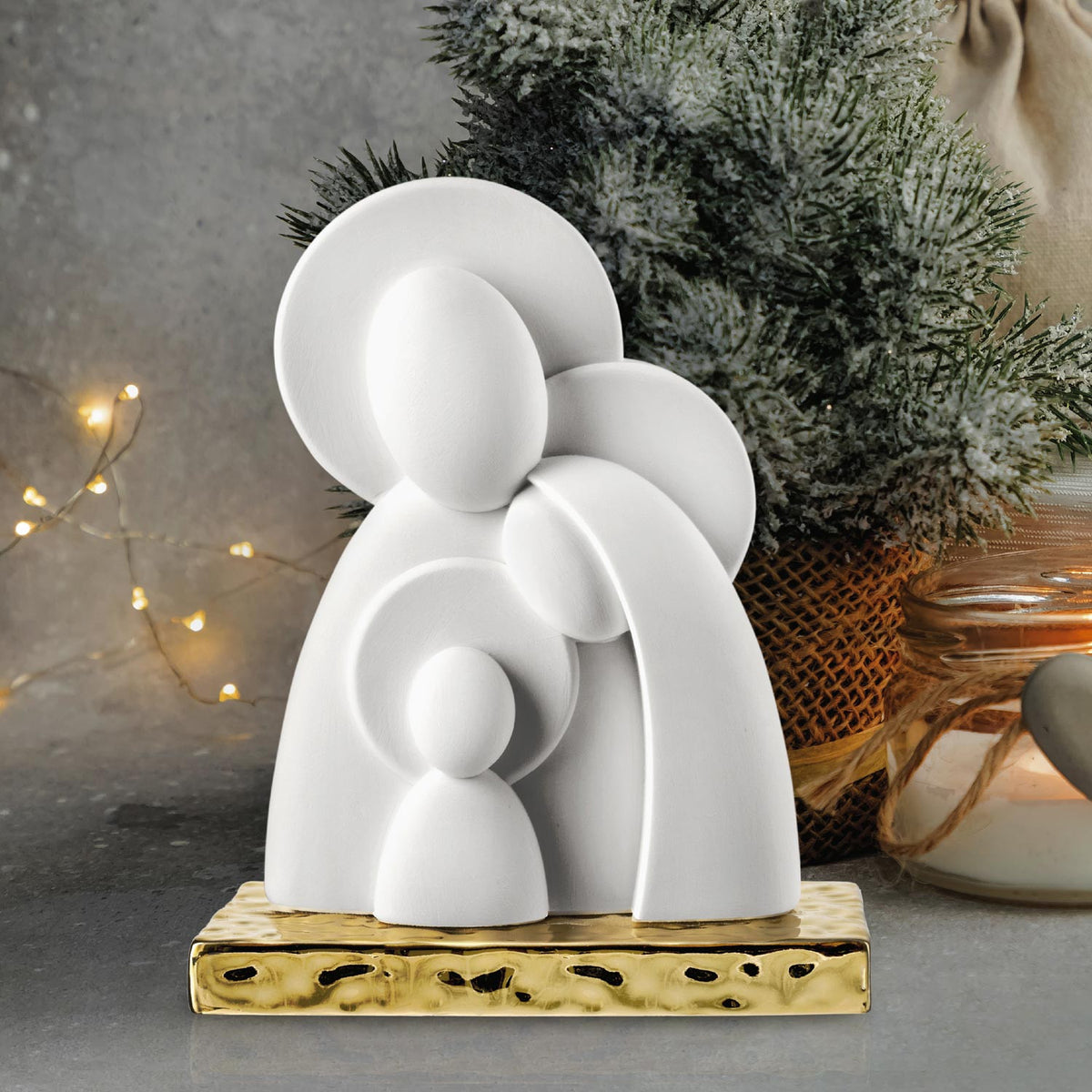 Bongelli Decorazione natalizia da tavola scultura con sacra famiglia Grande (Oro)