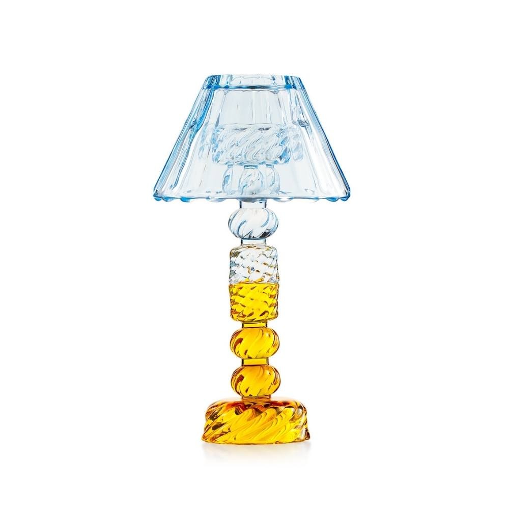 Candeliere GR con paralume celeste 14,5x14,5x26 cm Luxor