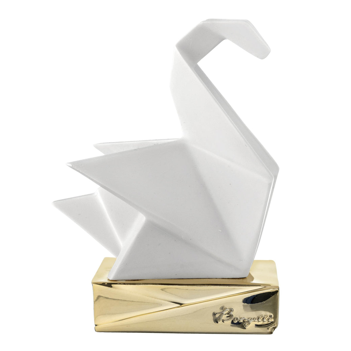 Bongelli preziosi Scultura piccola moderna in marmorino Cigno Origami h 12