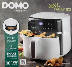 DOMO DO1148FR friggitrice ad aria calda - 8 programmi - funzione SHAKE 8 L - 1800 W - Bianco
